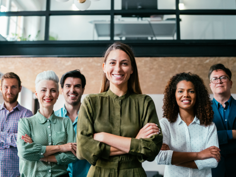 A group of healthcare professionals smiling together.